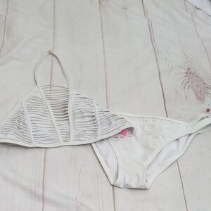 Victoria's Secret Two Piece Sexy Halter Bikini Beautiful White size Large